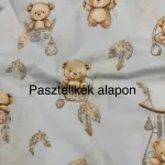 Kedves macik, kosárban, kék alapon